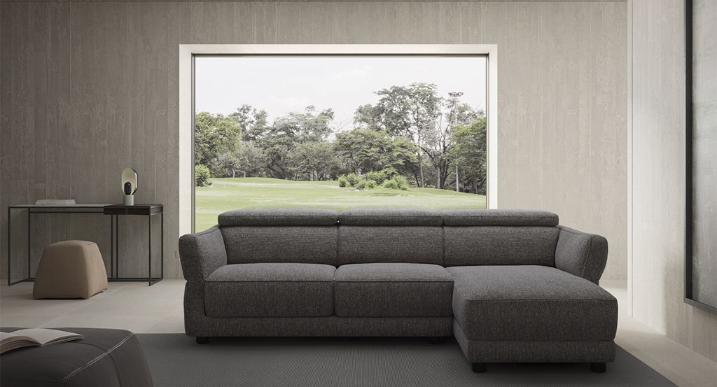 Quagmire violin slack Notturno sofa bed with chaise longue - grey fabric - Natuzzi Italia -  Furniture & Furnishing