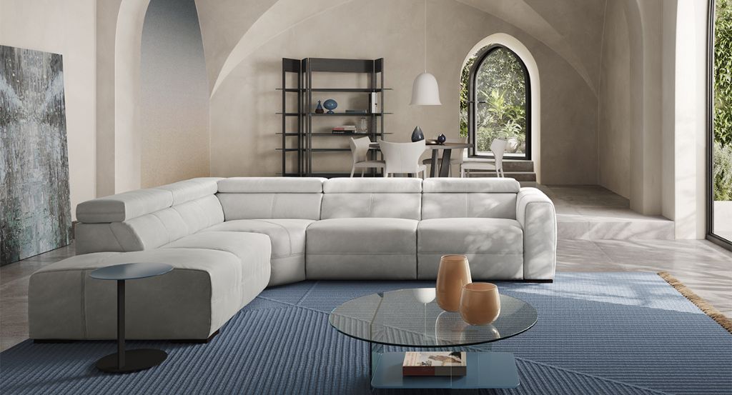 Balance Sectional Sofa With End Unit, Natuzzi Mills Cream Top Grain Leather Sofa