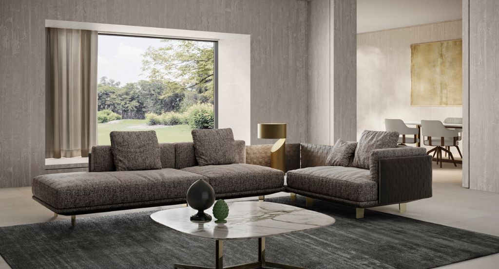 Campus modular corner sofa with open end - dove melange fabric ...
