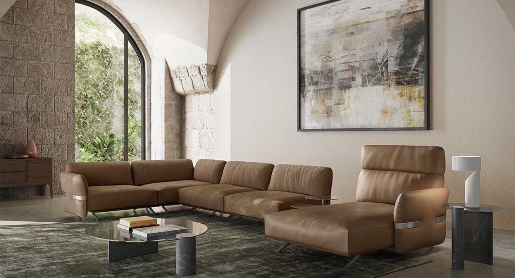 Pablo modular corner sofa with chaise longue and table element - dove ...