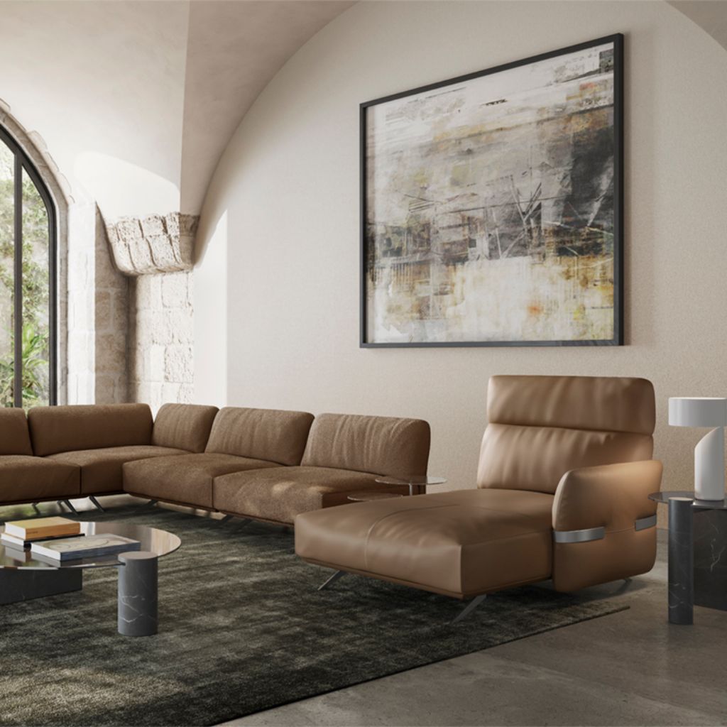 Pablo modular corner sofa with chaise longue and table element - dove ...