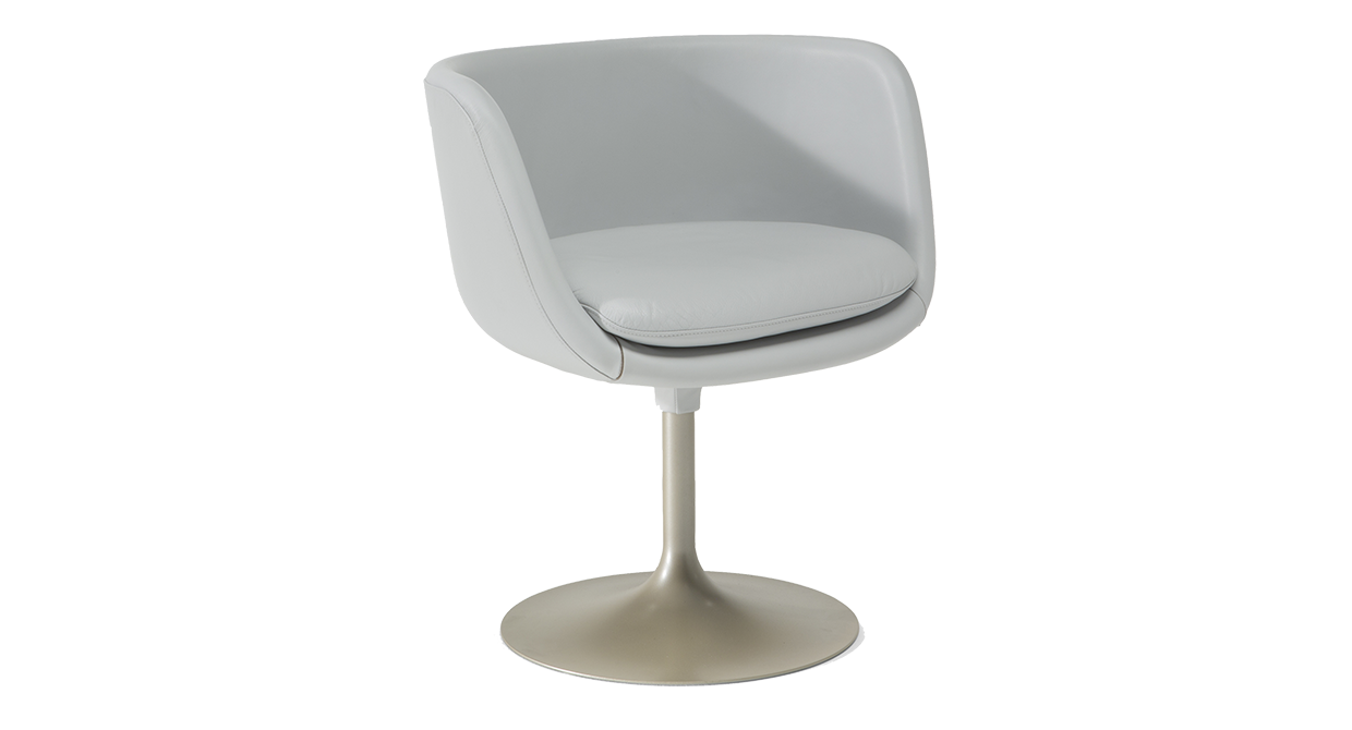 Preset default image - VOYAGE Swivel dining chair Leather Optical White