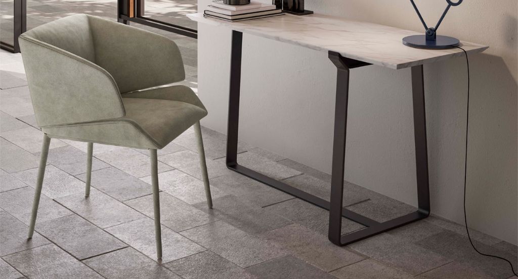 Rose dining chair - light grey fabric - Italian Furniture - Natuzzi Italia