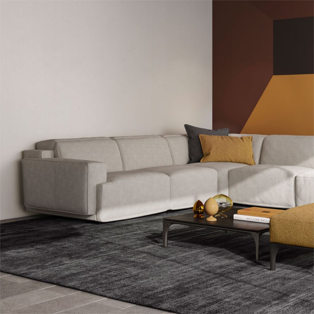 Iago modular corner sofa - dove leather - Natuzzi Italia - Furniture ...