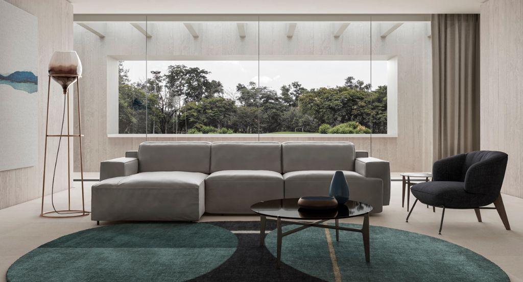 Iago sectional sofa with chaise longue and function beige - Natuzzi Italia - Furniture &