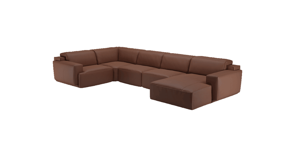 Iago Sectional Sofa With Chaise Longue, Classic Leather Library Sectional