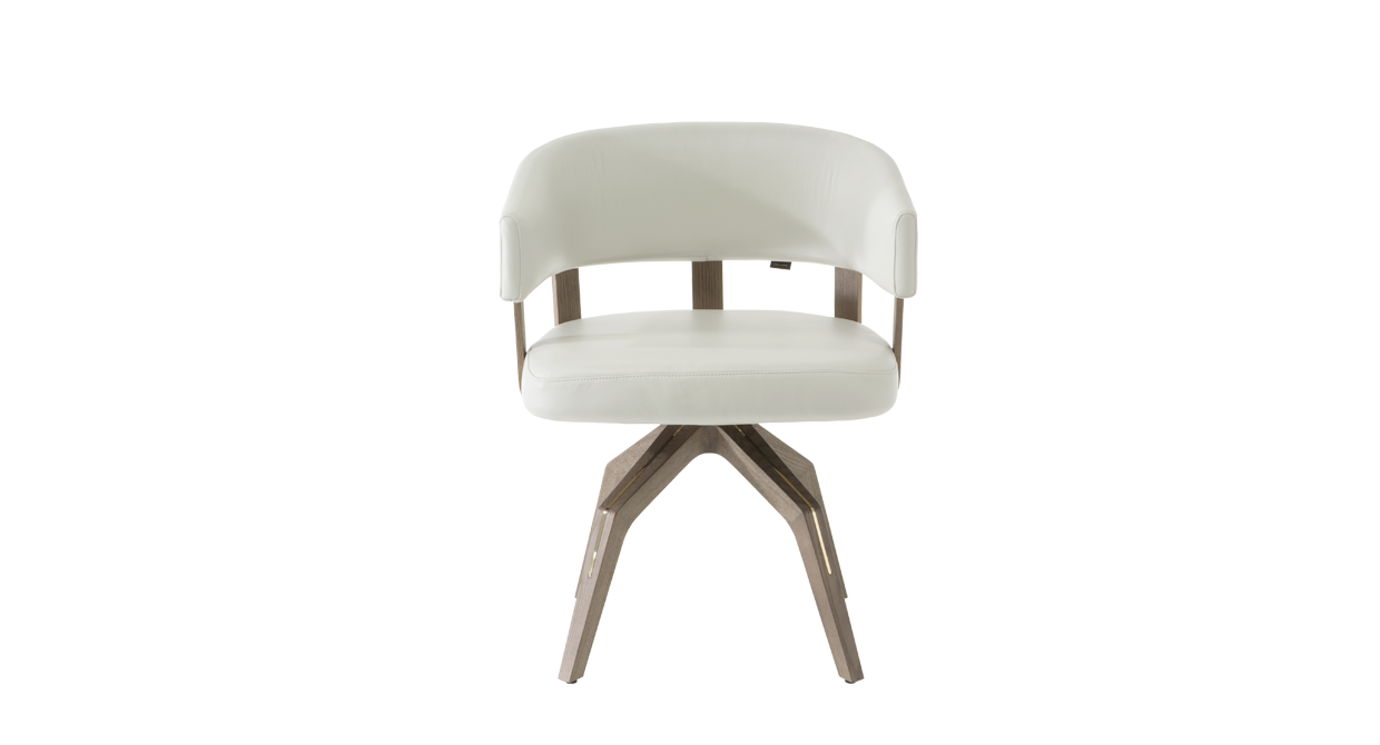 Preset default image - VALLE Swivel dining chair Leather White