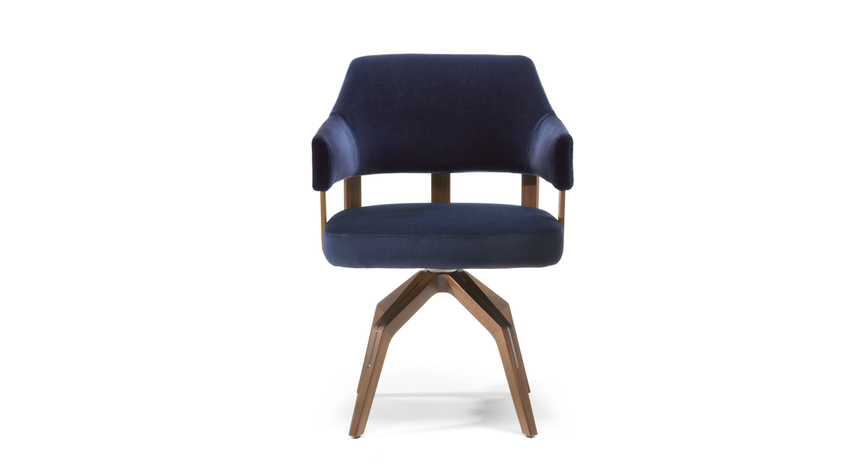 Preset default image - VALLE Swivel dining chair Fabric Dark Blue